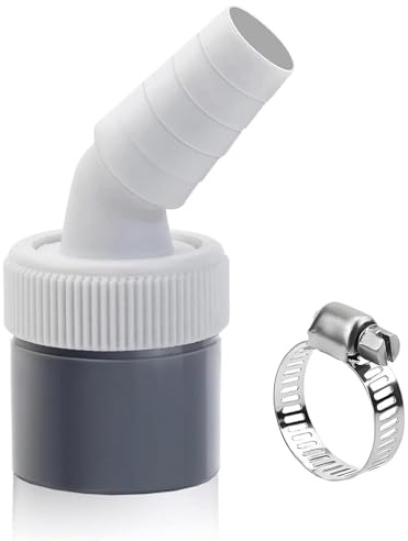 Waschmaschine Abfluss Adapter, Winkel Waschmaschinenanschluss mit Schlauchschelle, Eingangsstutzen von 19-24 mm und Abgang 40mm-Rohr, für den Geschirrspüler, Trockner, Waschmaschine