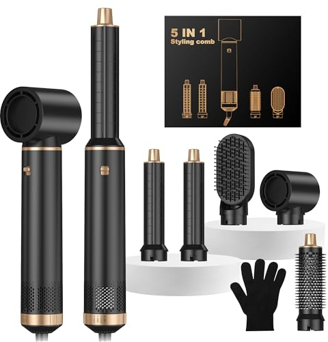 Hair Styler 5 in 1 Magic Styler, Air Styler Set with Curl Straighten, Volumise, Smooth and Drying for Styling, Hot Air Styler for All Hair Type/Length
