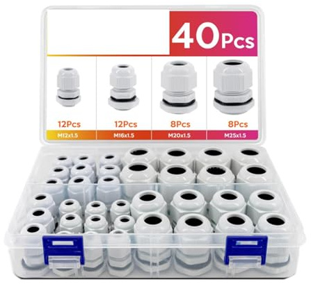 40Pcs Waterproof Cable Glands Joints Adjustable 3-15mm Connectors Joints for Outdoor Use Cable Sealing Sleeve