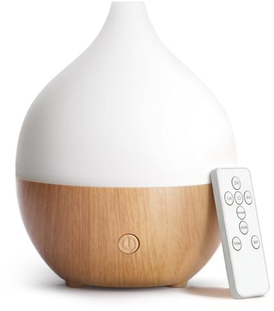 SALKING Diffuseur Huiles Essentielles 100ml avec Télécommande | avec 3 Timer e 2 Modes de Diffusion, Diffuseur Parfum Maison Électrique 8 LED sans BPA, pour le Yoga et le Bureau