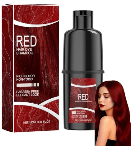 Shampoo Colorante Vino Rosso per Capelli Grigi, Shampoo Colorante Rosso, Naturale e di Lunga Durata, Shampoo tintura per capelli in pochi minuti, 100ml
