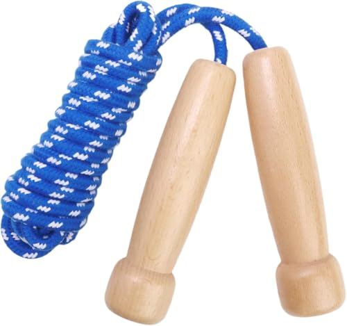 Cuerda de saltar con mango de madera natural, ajustable de algodón, ideal para fitness, para adultos, 300 cm