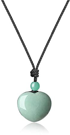 COAI Geschenkideen Glückskette Herz Anhänger Halskette aus Aventurin Grün für Frauen