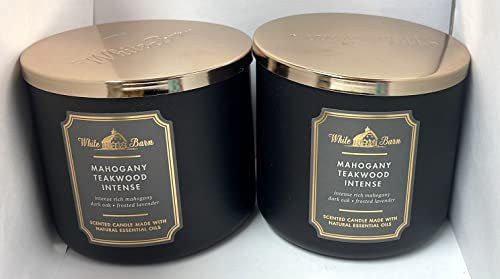 Bath & Body Works White Barn Kerze mit 3 Dochten, aus Mahagoni-Teakholz, hohe Intensität Pack of 2