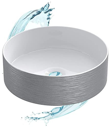 Starbath Plus - Keramik-Waschtisch - Rund - Farbe Silber - Maße 35 x 35 x 12 cm - Ideal für Arbeitsplatten in Badezimmern und Toilettenmöbeln