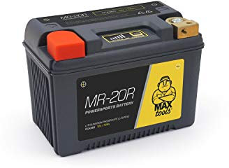 MAXTOOLS MR-20R Batteria 12 V LifePO4 Leggera, per Moto, Quad e ATV, con Cassa Rinforzata e Indicazione Stato di Carica, Sinistra, 360 cca