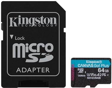 Kingston Canvas Go! Plus microSD memory card Class 10, UHS-I 64 GB microSDXC 170R A2 U3 V30 Card + ADP