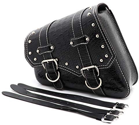 Universal Motorrad Seitentasche, Pu Leder Satteltaschen wasserdichte Motorrad Werkzeugtasche -Schwarz (Linke Seite)