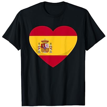 España Bandera Corazón Español España Regalo Camiseta para hombre, negro, S