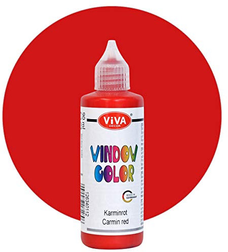 Viva Decor Window Color (Karminrot, 90 ml) Fenstermalfarben für wieder abziehbare Bilder und Sticker für Deko, Spiegel, Fliesen, Vasen und Fenster - Made in Germany