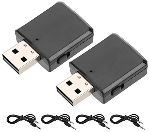 Plyisty 2 Stück USB Bluetooth 5.0 Audio Transmitter Empfänger, 2 in 1 Bluetooth Transmitter Drahtloser Audio Adapter, mit 3,5 mm Kabel, für TV Car PC