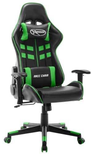 vidaXL Gaming Stuhl Höhenverstellbar Chefsessel Bürostuhl Schreibtischstuhl Sportsitz Computerstuhl Büromöbel Schwarz Grün Kunstleder