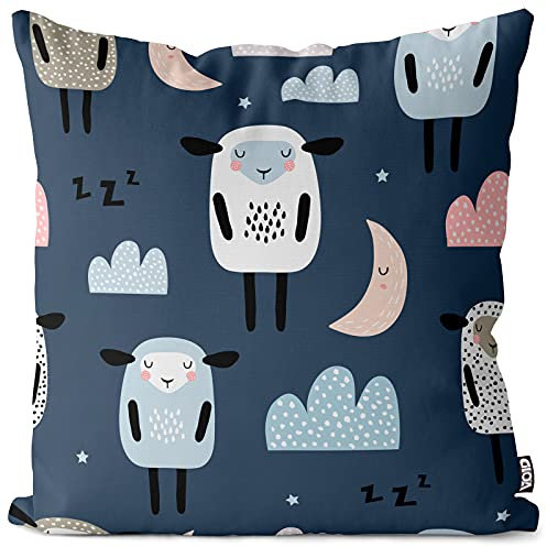 VOID Gute Nacht Schäfchen Kinder Kissenbezug Kissenhülle Sofakissen Kissen Deko Outdoor-Kissen Dekokissen, Kissen Größe:40 x 40 cm