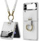 COQUE Étui pour Galaxy Z Flip 3 5G, Anneau métallique en Cuir Mince, bandoulière à la Main, de Protection, Housse de téléphone Pliable pour Samsung Galaxy Z Flip 3 5G-Argent