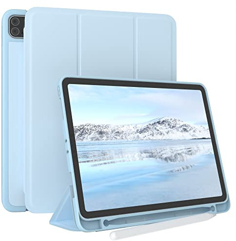 EAZY CASE - Schutzhülle mit Stifthalter für iPad Pro 11 2022/2021/2020/2018 1.-4.Gen. Case Hülle mit Stifthalterung Tablet Cover Touchpen Smartcase aufstellbar Klappcase Auto Sleep Wake Up Etui Blau