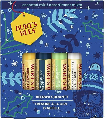 Burt's Bees Lippenbalsam-Multipack | Geschenkset mit Bienenwachs und Vitamin E | 100 % natürlicher Ursprung | Bienenwachs, Vanillebohne, Gurke-Minze, Kokosnuss und Birne | 4 x 4,25 g