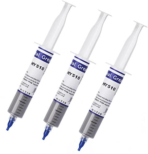 Pâte Thermique HY510-75g(3*25g) Gris > 1.93W/m-K, Pâte thermique à Base de Carbone, conductivité Thermique élevée, pour PC/Tablette/Notework/Petit électroménager/lampes LED/chauffe-eau solaires etc.