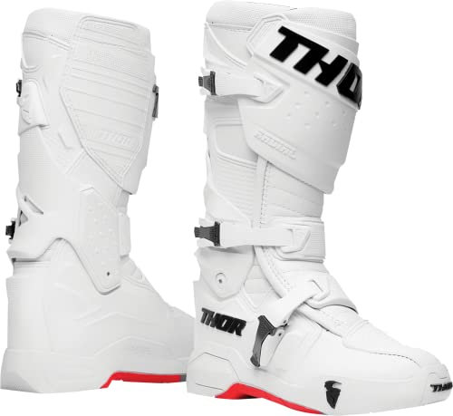 Thor Radial Cross - Stivali da motocross, Enduro MX, colore bianco e rosso, bianco, 44.5 EU