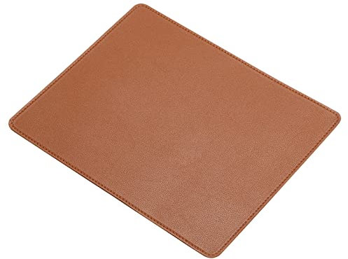 PATIKIL 10.2x8.3 Mouse Mat, 1 Pack PU Leather/Cork Non-slip Base Waterproof Computer Mouse Pad with Stitched Edge for Office and Home, Brown