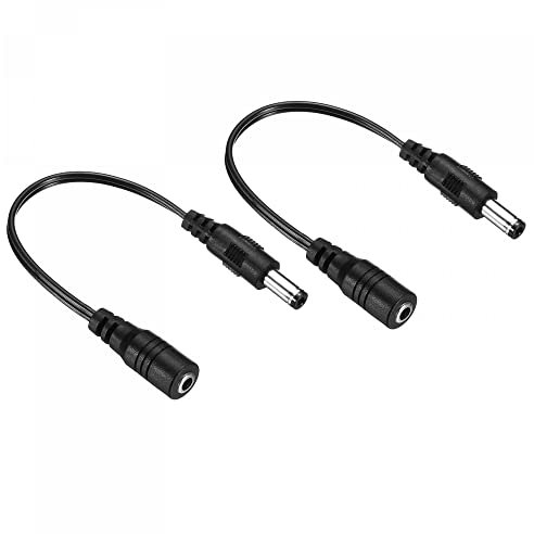 sourcing map 2 Stück DC 3.5x1.35mm Buchse auf 5.5x2.5mm Stecker Verlängerungskabel Netzteil Steckerkabel für LED Lampe Kamera CCTV Schwarz