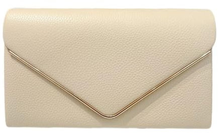LeahWard Faux Leather Clutch Bag With Chain Strap (IVORY)