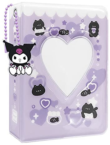 Photocard Binder 3 Zoll, Kpop Holder, Niedliches Mini Fotoalbum, Tragbarer Binder Mit Anhänger für Sammlung, 40 Taschen (Lila)