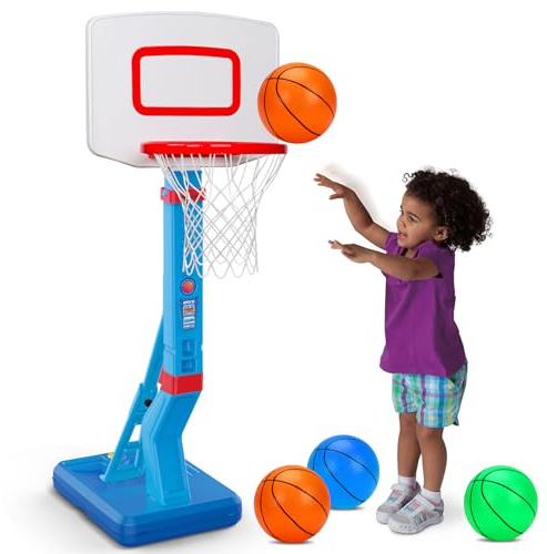 Toddler Basketball Hoop Indoor Mini Adjustable Basketball Goal with Ball Pump Outdoor Toys Backyard Game Outside Pool Basketball Toys for 3 4 Year Old Boy Girl Kid Toy Age 4-8 Birthday Gift