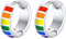 OAKKY Unisex 4mm Mode Regenbogen Flagge Lesbisch LGBT Gay Stolz Klein Huggie Band Ohrringe Edelstahl Ear Zucht Piercings Liebe Aussage Silber