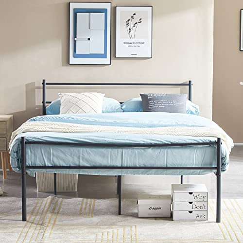 H.J WeDoo Doppelbett 140 x 200 cm | Lattenrost | Lattenrost aus Metall | Aufbewahrung unter dem Bett | Schwarz