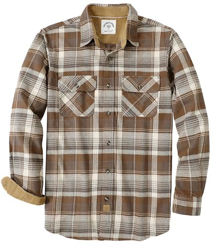 Dubinik® Flanelle a Carreaux Chemise Bûcheron Homme 100% Coton Confort Casual avec Poches
