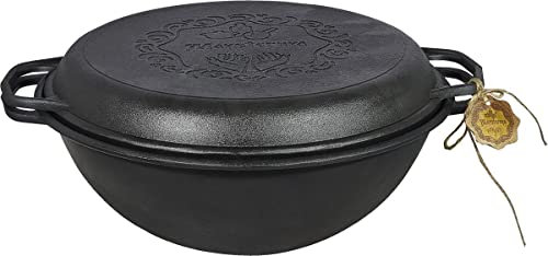 Maysternya ™ - Horno holandés de hierro fundido – Cocina al aire libre – Cazuela de hierro fundido – Negro (8 litros)