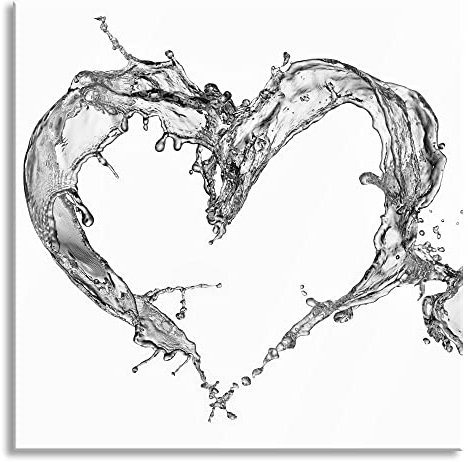 Pixxprint Glasbild, Wandbild auf Echtglas, Herz aus Wasser, 40x40 cm, inkl. Aufhängung und Abstandshalter