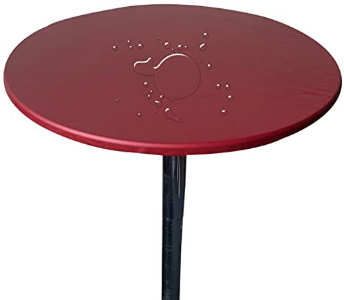 Tischdecke Runde Stretch Tischtuch Wasserdicht Abwischbar Tischschutz Für Drinnen Und Draußen (60cm (Rund),Weinrot)