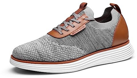 Bruno Marc Men's Breathable Knit MaxFlex III Mesh Dress Sneakers, Lightweight Lace Up Casual Business Oxfords Comfortable Shoes,Size 8,Grey,SBOX2317M