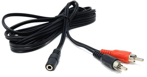 DRUT 3m 3.5mm Stereo Jack Socket to Twin Phono RCA Phono Male Plug, Audio Adapter Extension Cable Lead 10ft