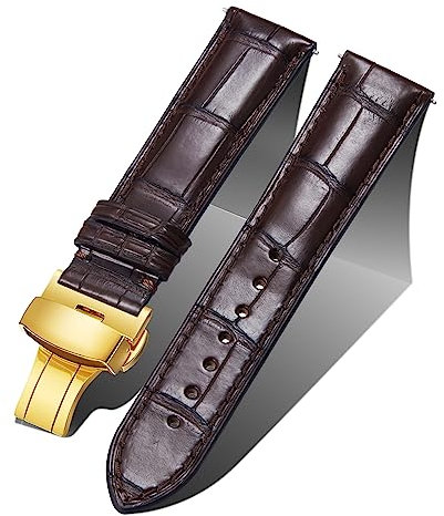 BINLUN Leder Uhrenarmband Echtes Krokodilleder Uhrenarmbänder Alligator Lederarmband für Herren Damen Schnellverschluss Faltschließe 3 Farben Handgemacht Klassische Mode 18mm 19mm 20mm 21mm 22mm 24mm