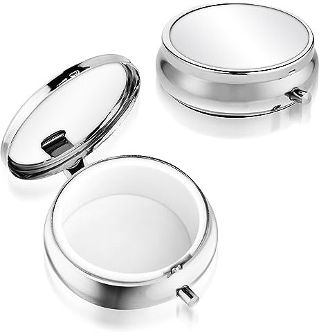 Sibba Métal Petit Pilulier Rond Portable Multifonctionnel Voyage Pilulier Boîte Organisateur De Médecine Pour Vitamines Huile De Poisson Suppléments Pour Quotidien Et Voyage (1 compartiment)