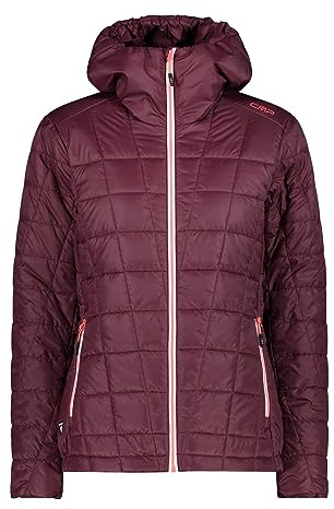 CMP W Jacket Fix Hood Polyester 20d Rot - PrimaLoft Ultraleichte robuste Damen Isolationsjacke, Größe 40 - Farbe Burgun
