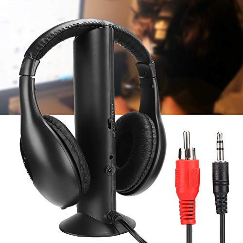 Auricolare Wireless, Cuffie Wireless 5 in 1 con Supporto di Ricarica per TV Dvd VCD MP3, Auricolare Wireless FM Microfono Incorporato Auricolare Auricolare con Chat e Monitoraggio in Rete