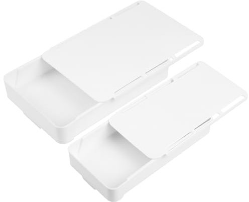 Zxglxinyao 2pcs Under Desk Drawers, Under Desk Storage Drawers, Under Desk Storage Organizer, Self-Adhesive Hidden Attachable Undermount Under Shelf/Desk/Table Slide Out for Office Home, S+L