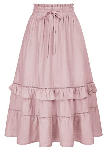Kate Kasin Gonna estiva da donna, lunga, per stivali Chelsea, da donna, colore: marrone, Colore: rosa., XL