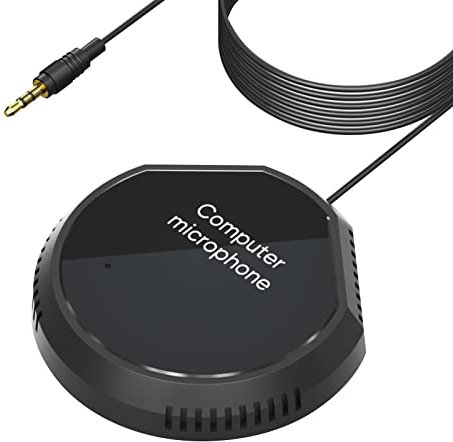 CalmGeek Desktop-Konferenzmikrofon, 360 °, omnidirektionaler Kondensator, 3,5 mm, Plug-and-Play, PC-Computer-Mikrofon, kompatibel mit Windows Mac für PC, Laptop, Videokonferenzen, Aufnahmen, Chatten