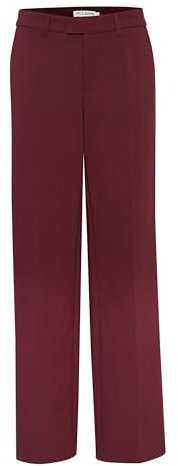 Pulz PZBINDY Damen Hose Stoffhose mit Stretch Wide Leg Regular Fit, Größe:40, Farbe:Tawny Port (191725)