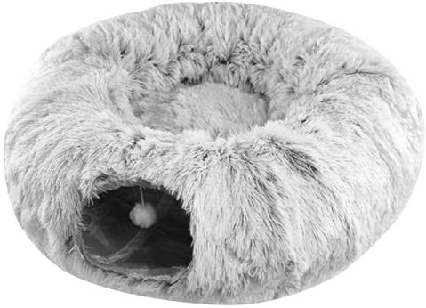 Katzentunnelbett, 2-in-1-plüsch-katzen-donut-betttunnel, 33,5 X 10,3 Zoll, Faltbar, Abnehmbar Und Waschbar, Katzentunnel-spielzeug, Donut-katzenhöhle, Katzen-donut-tunnel, Katzen-donut-höhle Für