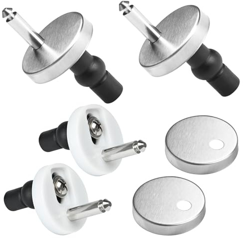 Toilet Seat Fixings, Toilet Seat Hinges Fixings, Quick Release Toilet Seat Hinges, Toilet Fixing Kit with Spare Expanding Rubber Screws Nuts Bolts for WC Toilet Blind Holes (4PCS)