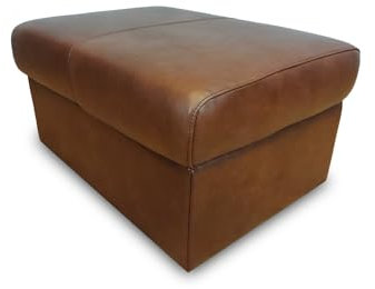 Quattro Meble Braun Granada Cognac Echtleder Hocker aufklappbar mit Stauraum Sitzhocker Rindsleder Sitzwürfel Fußhocker Polsterhocker Echt Leder Puff (75 x 55 x H-40 cm)