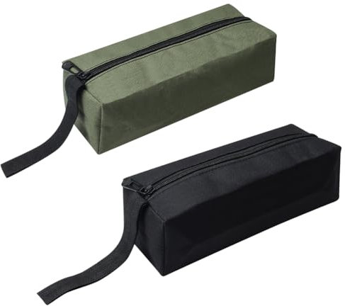 FSSTUD Mehrzweck-Werkzeugtasche mit Reißverschluss, kleine Werkzeugtasche, Schrauben, Nägel, Organizer, wasserdichte Tragetaschen für Schraubendreher, 2 Stück, schwarz / grün, 25 x 8.5 x 7 cm