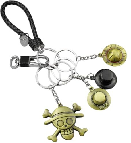 MytaYt Porte Clef One Piece Anime Porte Clés Pendentif Squelette Pirates Keyring Porte-Clés One Piece Straw Hat Cosplay Keyring Cadeau Porte Clés Créatif Accessoire Anime Cosplay