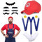 FainFun Luigi Kostüm Accessories, Karneval Kostüm,Super Bros Mütze rot,Bros Luigi Kostüm Set Cosplay Kostüm Outfit Kostüm Unisex,Erwachsene Outfit für Karneval Faschingskostüme Geburtstags Party