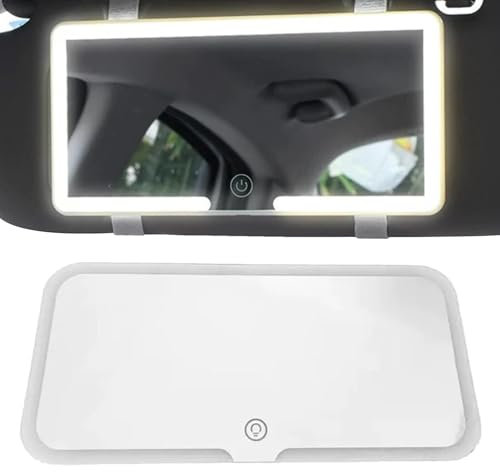 Auto LED Schminkspiegel, Auto Visier Kosmetikspiegel, Automatischer Sonnenblende Spiegel Mit 3 Lichtmodi Und 60 LEDs, Wiederaufladbarer Kosmetikspiegel Dimmbarer Touch Control Schminkspiegel Für Auto